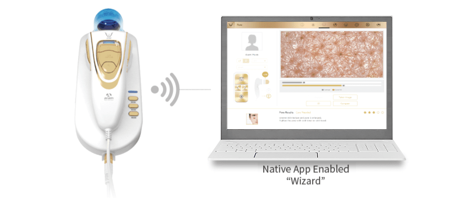 Máy kết nối Wifi với hệ điều hành Window, soi và phân tích da qua phần mềm Wizard