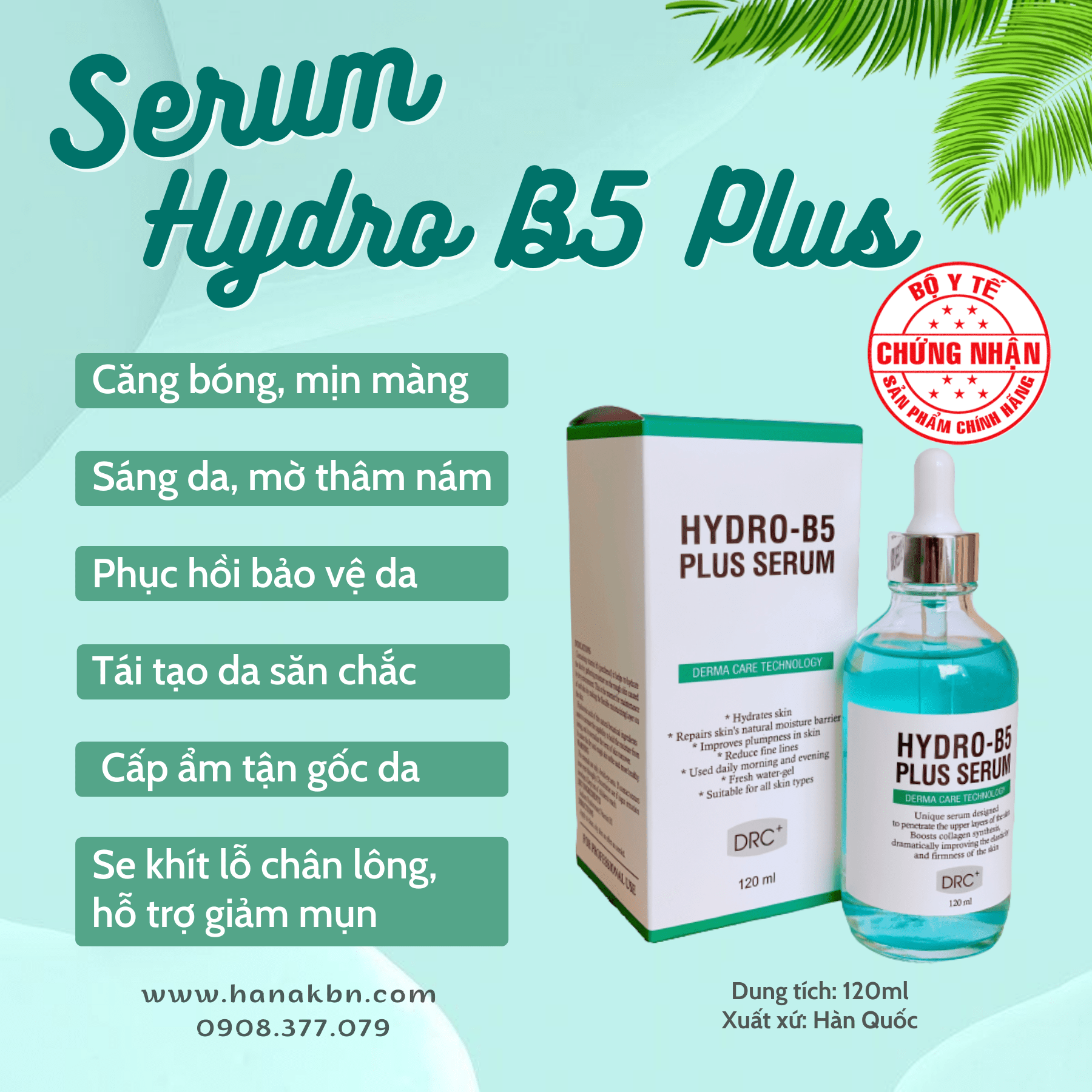 Serum Hydro B5 Plus cấp ẩm, thu nhỏ lỗ chân lông, căng bóng da khô